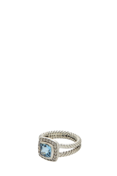 Blue Topaz Diamond Stone Petite Albion Ring
