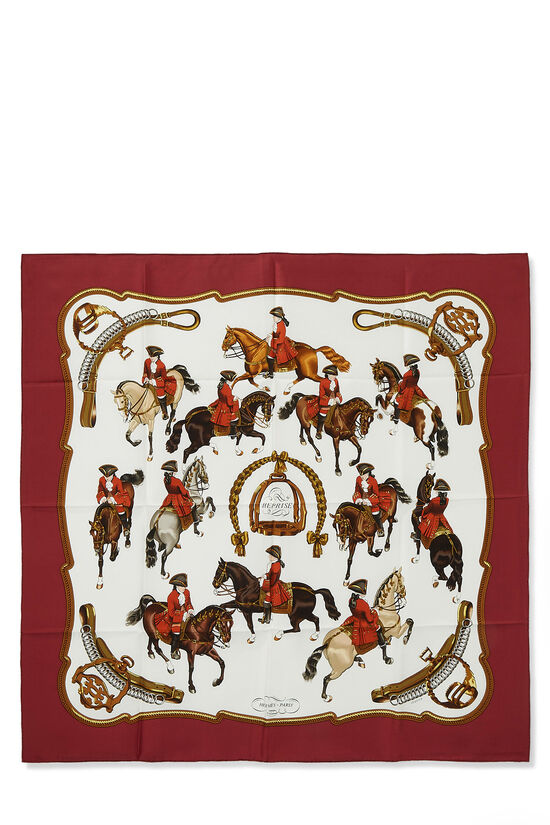 Burgundy & Multicolor 'Reprise' Silk Scarf 90, , large image number 0