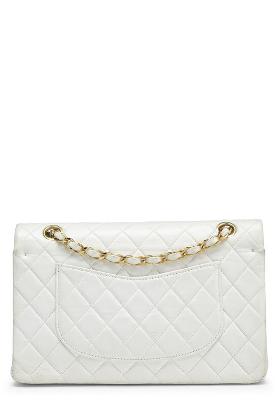 Chanel White Large Flap Bag Gold Chain Shoulder Strap