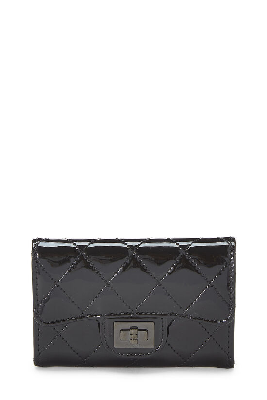 So Black Quilted Patent Leather 2.55 Card Holder, , large image number 1