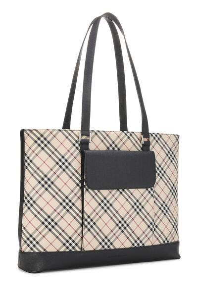 Black House Check Jacquard Pocket Tote Medium, , large