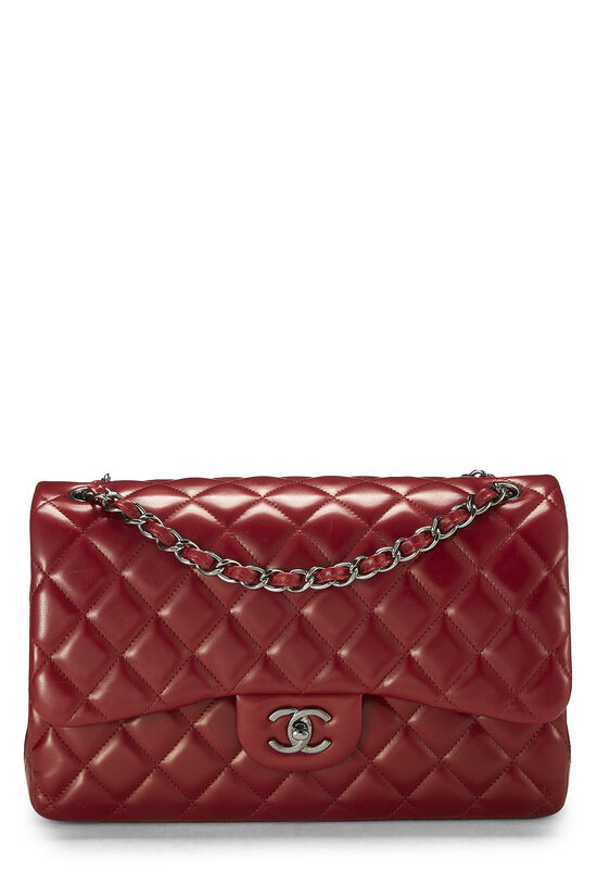 Red Quilted Lambskin New Classic Double Flap Jumbo, , large image number 0