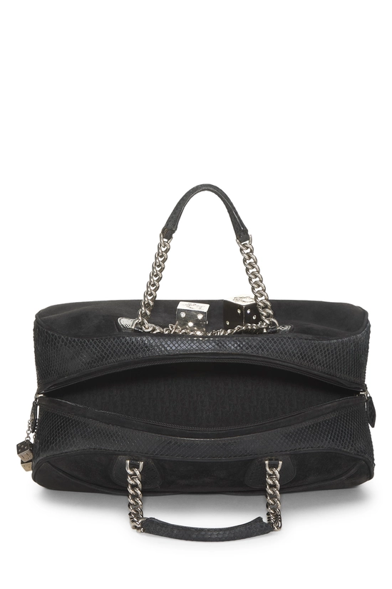 Black Suede Gambler Bowler Bag, , large image number 5