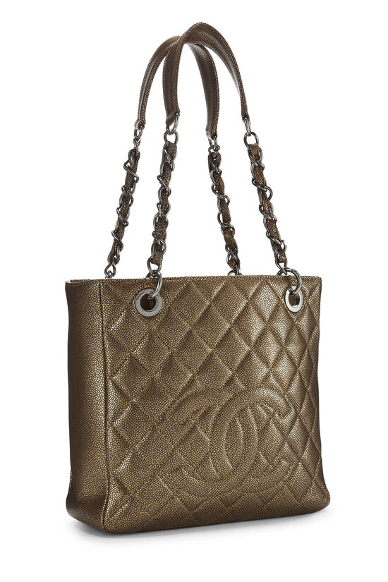 Brown Quilted Caviar Petite Shopping Tote (PST), , large image number 1