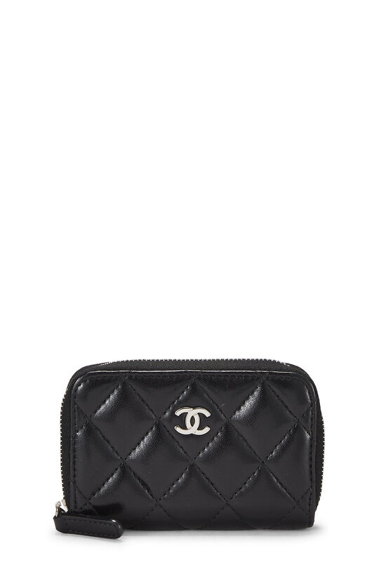 Chanel Black Quilted Leather CC Round Coin Purse Chanel