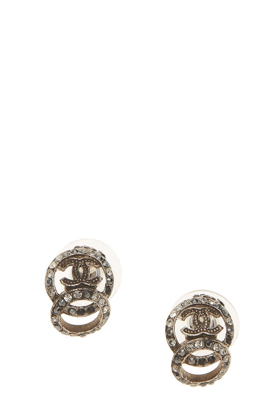 Silver & Crystal Logo Stud Earrings, , large image number 0