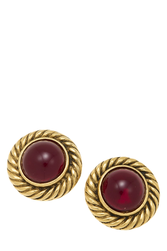 Gold Gripoix Button Earrings, , large image number 0