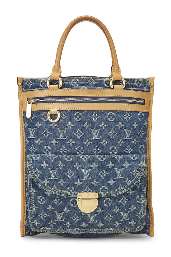 Blue Monogram Denim Flat Shopper, , large image number 0