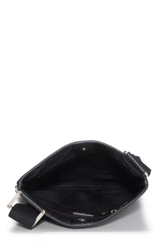 Black Calfskin Anagram Flat Messenger, , large image number 5