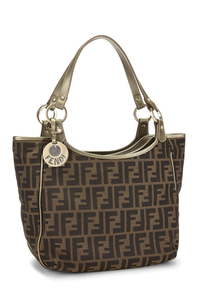 Gold Zucca Canvas Shoulder Bag, , large