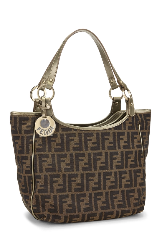 Gold Zucca Canvas Shoulder Bag, , large image number 1