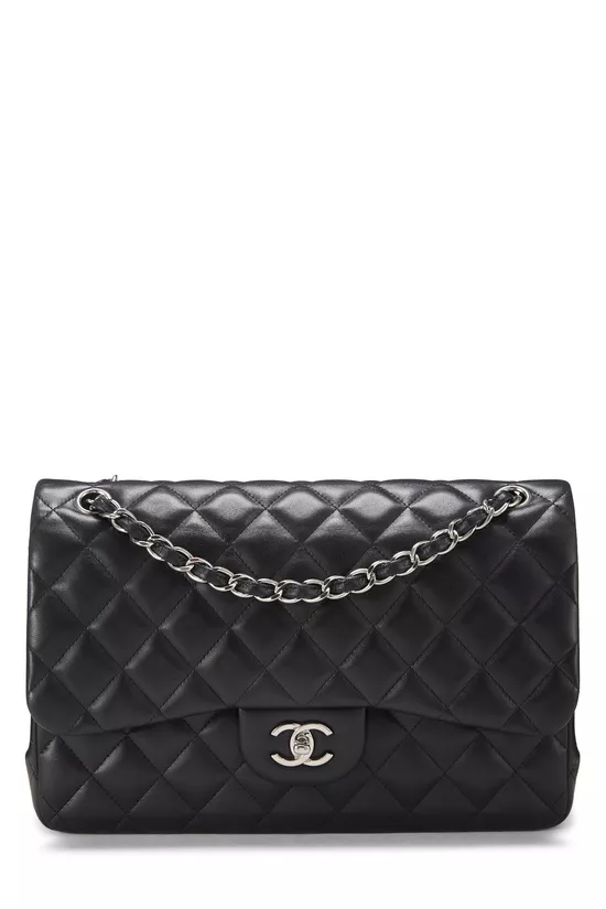 Black Quilted Lambskin New Classic Double Flap Jumbo, , large image number 0