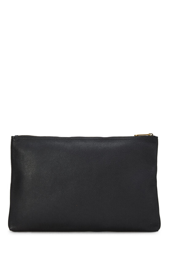 Black Grained Leather Logo Web Pouch, , large image number 3