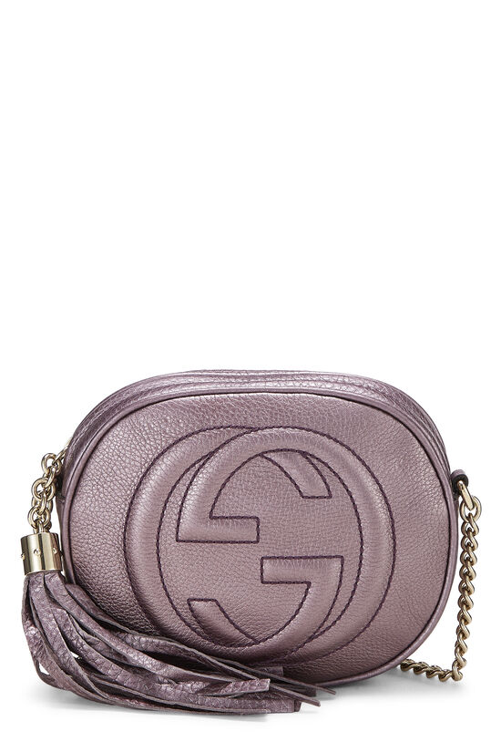 Metallic Purple Leather Soho Round Chain Crossbody Mini, , large image number 1
