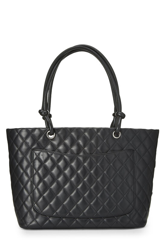 Black Quilted Calfskin Cambon Tote Large