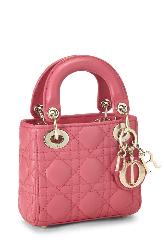 Pink Lambskin Leather Lady Dior Micro, , large image number 1