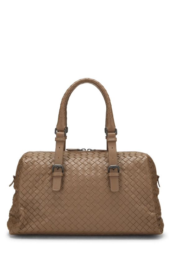 Brown Intrecciato Leather Boston, , large image number 3