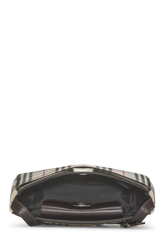 Brown Nylon Check Shoulder Bag, , large image number 5