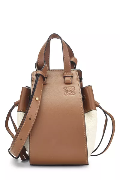 Brown Jacquard Canvas Hammock Drawstring Bag Mini