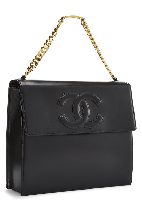 Black Lambskin 'CC' Flap Handbag