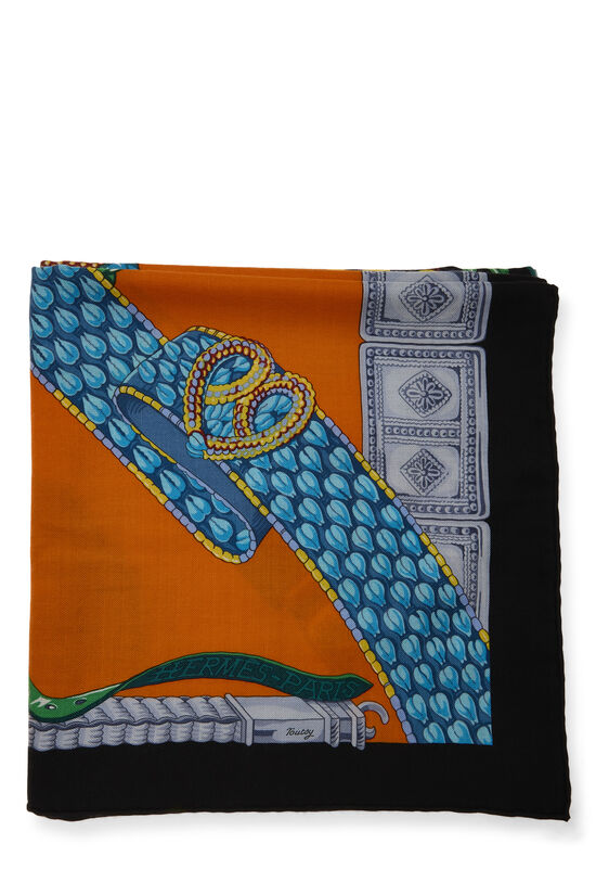 Orange & Multicolor 'Ceintures et Liens' Cashmere Scarf TGM, , large image number 1