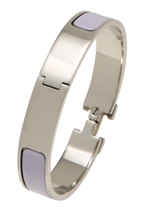 Purple Enamel Silver Clic-Clac 'H' Bracelet Narrow PM, , large image number 1