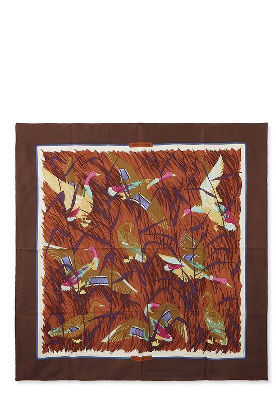 Brown & Multicolor 'Cols Verts' Silk Scarf 90, , large image number 0