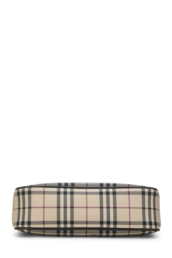 Brown Nylon Check Shoulder Bag, , large image number 4