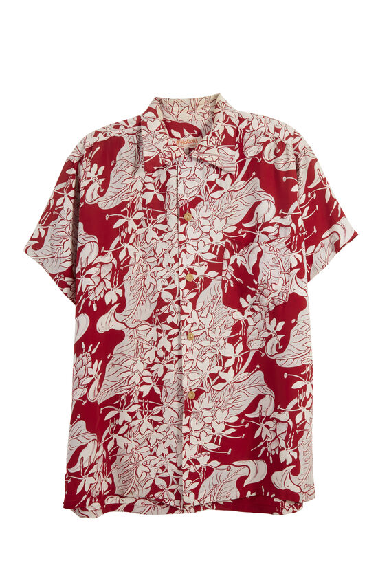 Red Graphic Hoaloha Hawaiian Shirt, , large image number 0