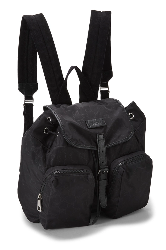Black GG Nylon Double Pocket Backpack, , large image number 1