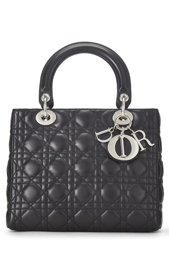 Black Cannage Quilted Lambskin Lady Dior Medium, , large image number 0