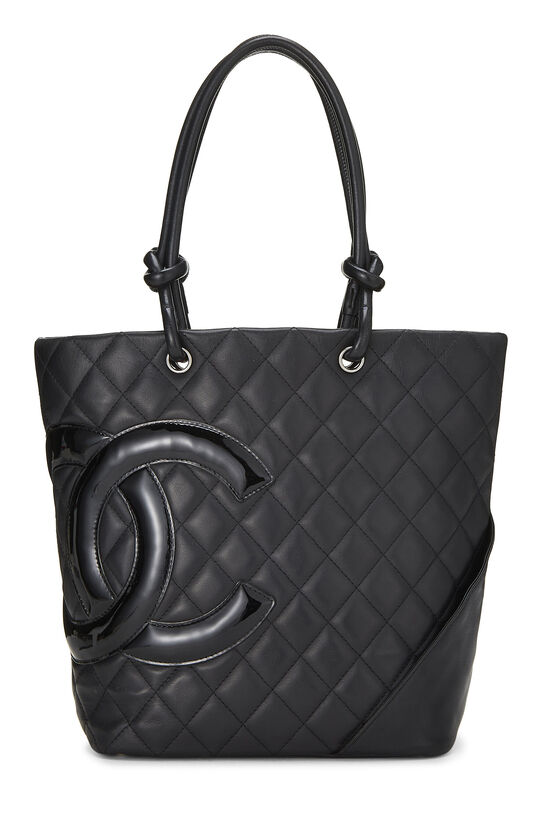 Black Quilted Calfskin Cambon Tote Small, , large image number 0
