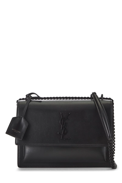 YSL Black Calfskin Leather Sunset Medium
