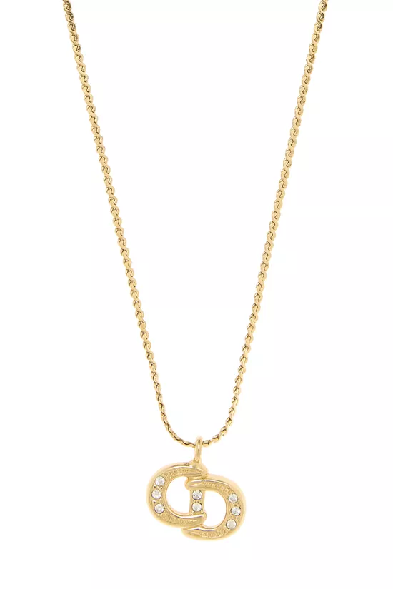 Gold & Crystal 'CD' Necklace, , large image number 1