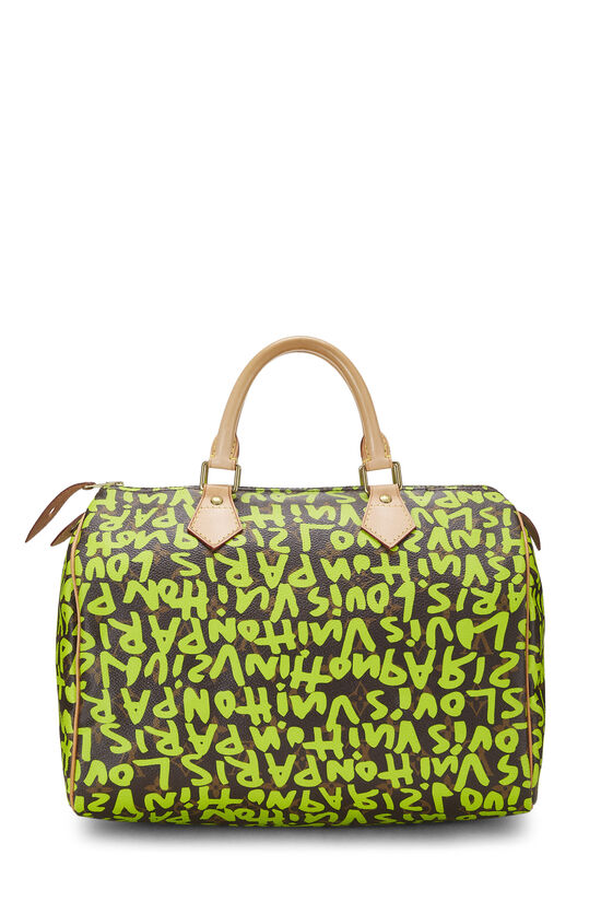 Louis Vuitton Monogram Canvas Neon Green Graffiti Stephen Sprouse Speedy 30  Bag with Charm Louis Vuitton