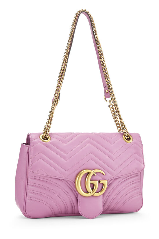 Pink Leather GG Marmont Shoulder Bag, , large image number 2