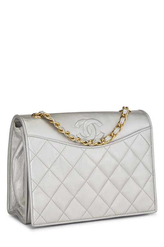Silver Quilted Lambskin Full Flap Small, , large image number 1