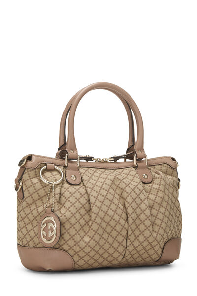 Pink Diamante Canvas Sukey Zip Handbag Large , , large