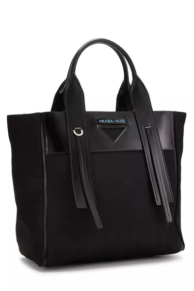 Black Nylon Convertible Tote Small, , large