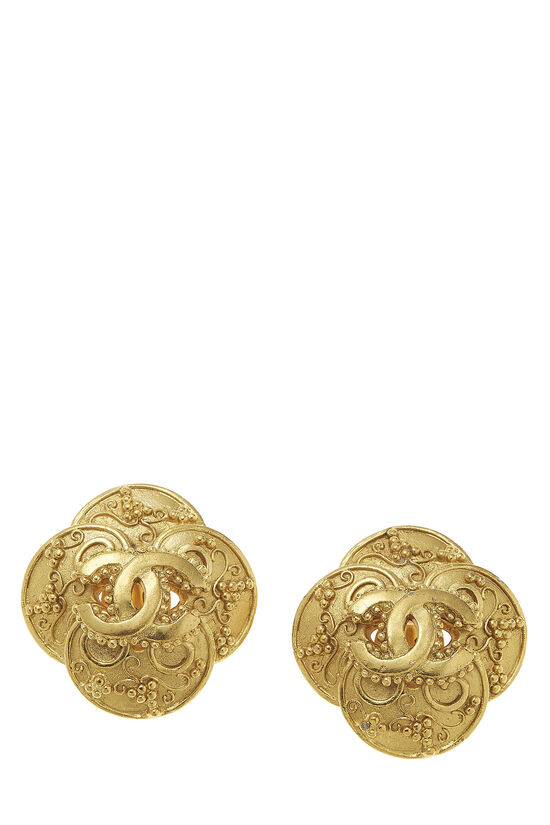 Gold Engraved 'CC' Coin Earrings, , large image number 0