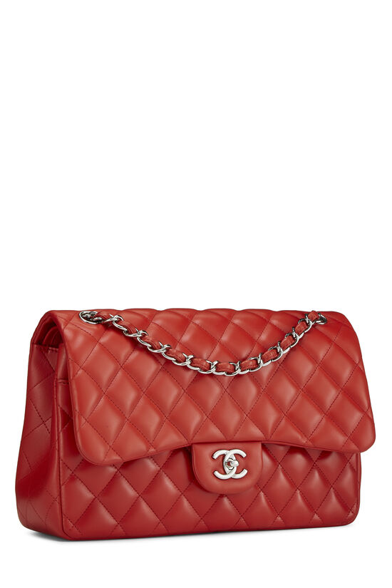 Red Quilted Lambskin New Classic Double Flap Jumbo, , large image number 2
