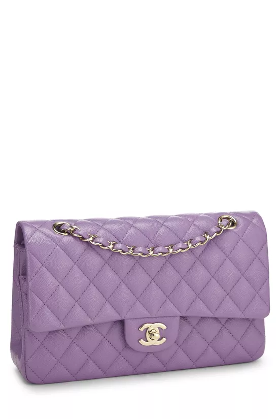 Purple Quilted Caviar Classic Double Flap Medium, , large image number 1