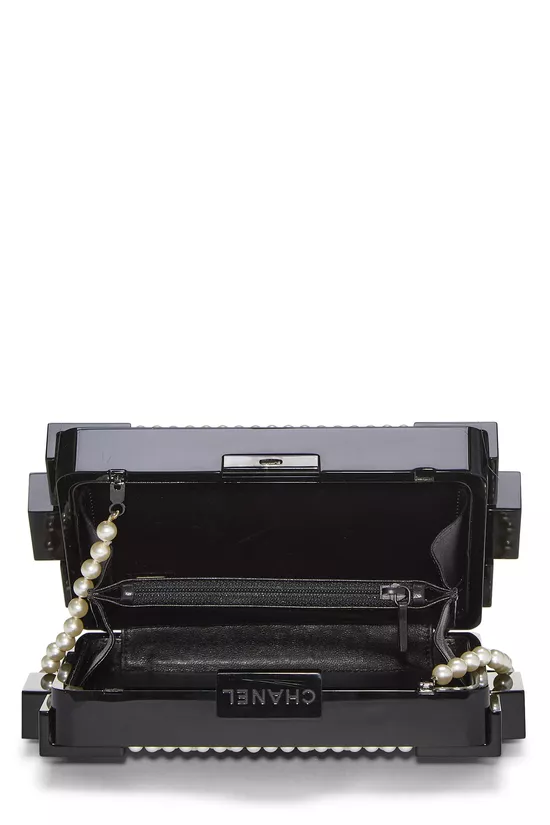 Black Plexiglass Faux Pearl Boy Brick Clutch, , large image number 5