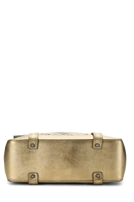 Gold Jacquard House Check Zip Tote Medium, , large image number 4