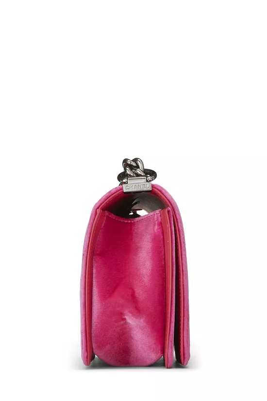 Pink Quilted Velvet Boy Bag Medium, , large image number 3