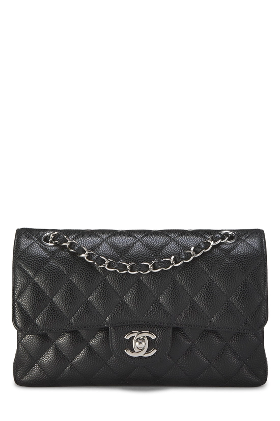 Black Quilted Caviar Classic Double Flap Small, , large image number 0