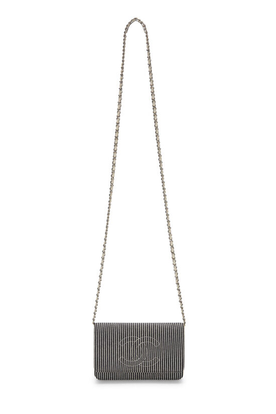 Black Striped Denim Timeless Wallet on Chain (WOC), , large image number 1