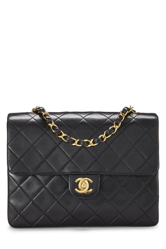 Black Quilted Lambskin Half Flap Bag Small, , large image number 1