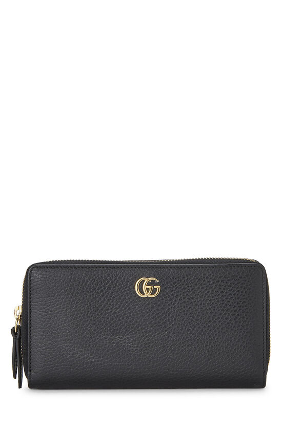 Black Leather GG Zip Around Wallet, , large image number 1