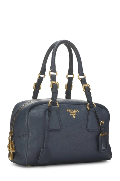 Prada Navy Vitello Daino Bauletto Handbag — photo 2